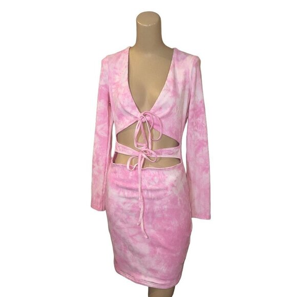 Lovers and Friends Justine Mini Dress in Pink Large New long Sleeve - Picture 4 of 9